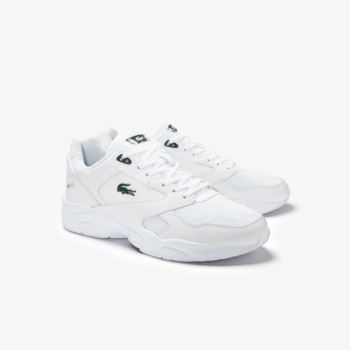 Lacoste Storm 96 LO Textile and Leather Sneakers - Tenisky Pánské Bílé / Tmavě Zelene | CZ-mMqFuL